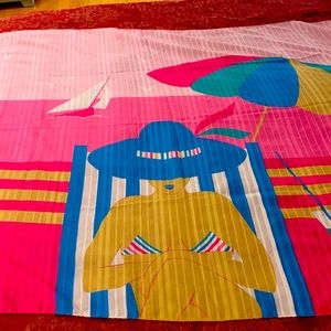 Vintage beautiful signed Jim Renoir cotton blend swim suit cover up,shawl 60x44
